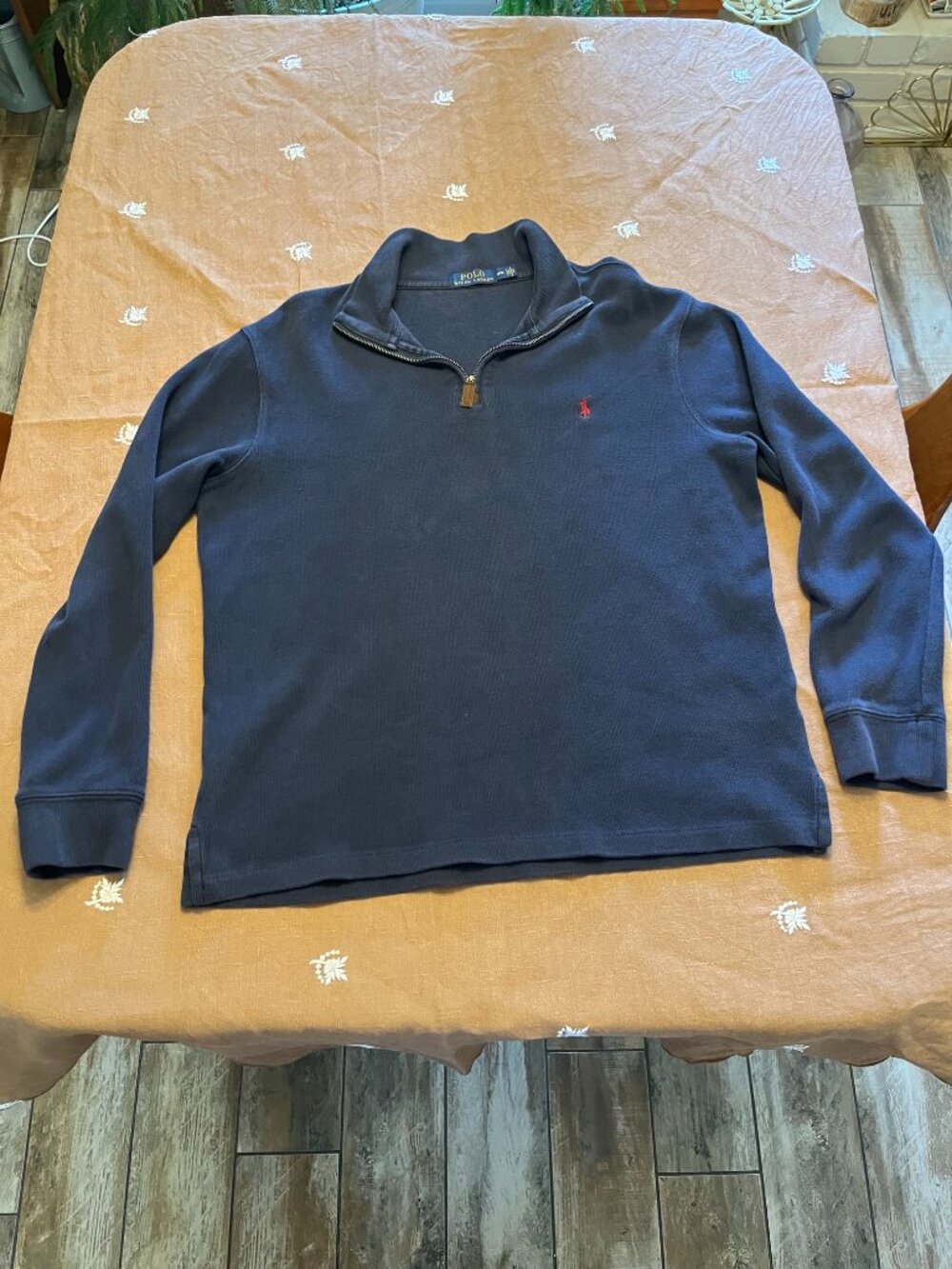 Polo Ralph Lauren 1/4 Zip 100% Cotton Knit Pullover Sweater in Navy Size M - Picture 4 of 8